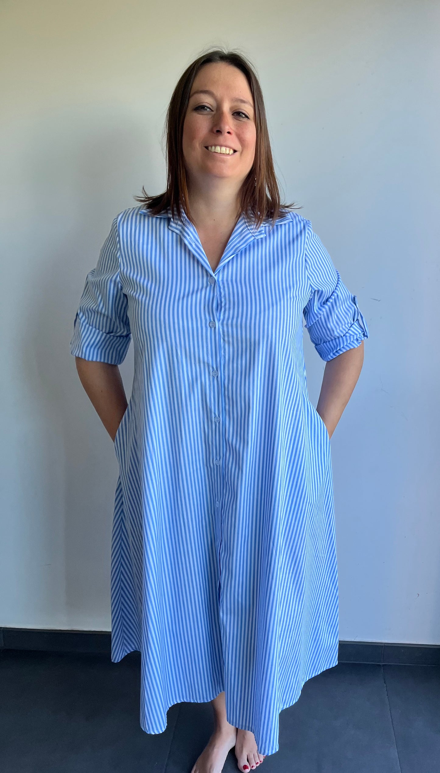 Jurk blauw-wit